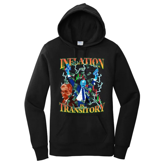 Inflation Is Transitory  90s Bootleg Merch Style JPOW Women's Pullover Hoodie