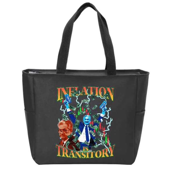 Inflation Is Transitory  90s Bootleg Merch Style JPOW Zip Tote Bag