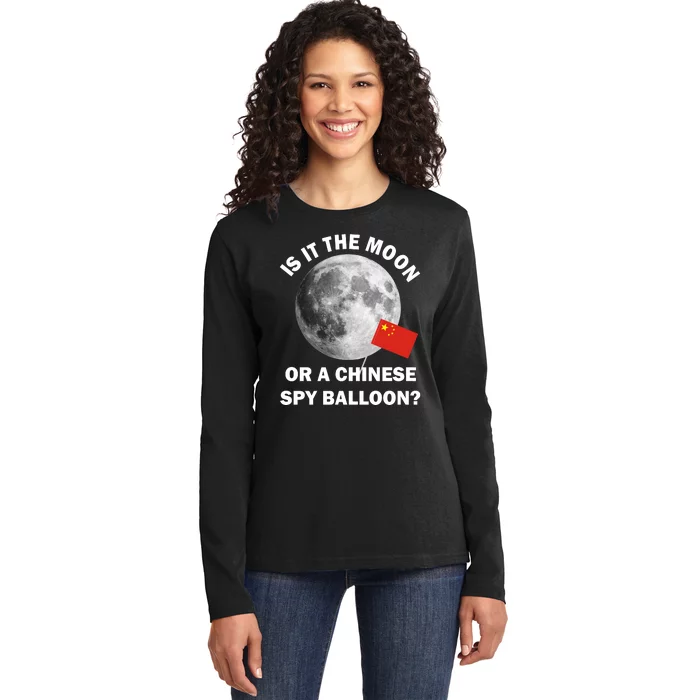 Is It The Moon Or A Chinese Spy Balloon Ladies Long Sleeve Shirt