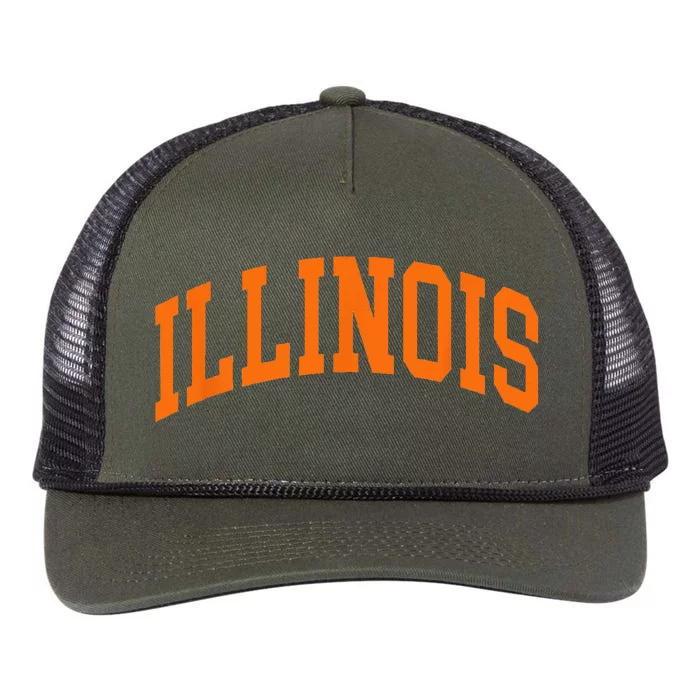 Illinois IL Throwback Design Classic Retro Rope Trucker Hat Cap