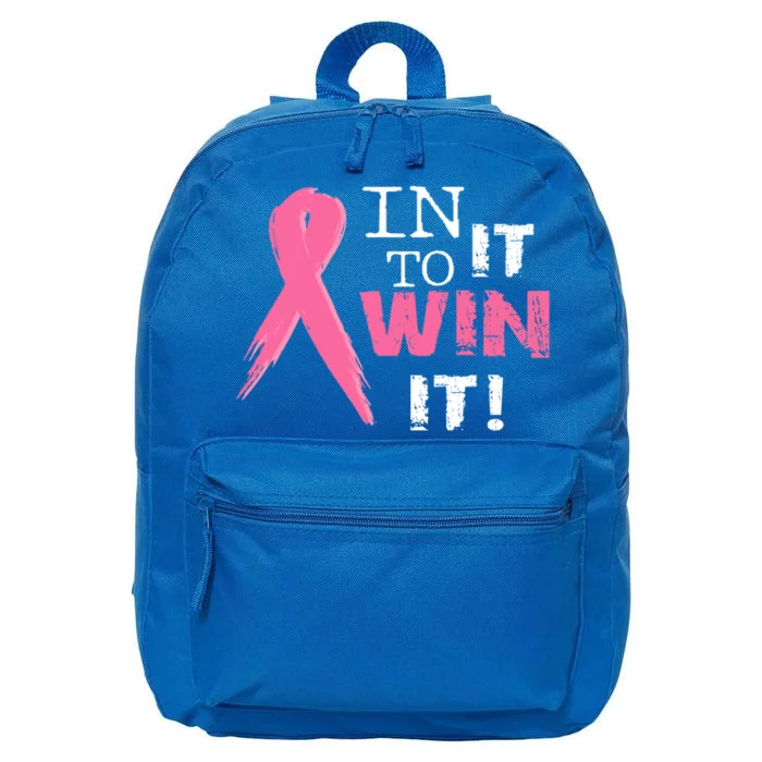 In It To Win It Pink Ribbon Breast Cancer Awareness Survivor Cute Gift 16 in Basic Backpack