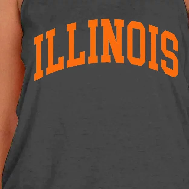 Illinois Il Throwback Design Classic Women's Knotted Racerback Tank