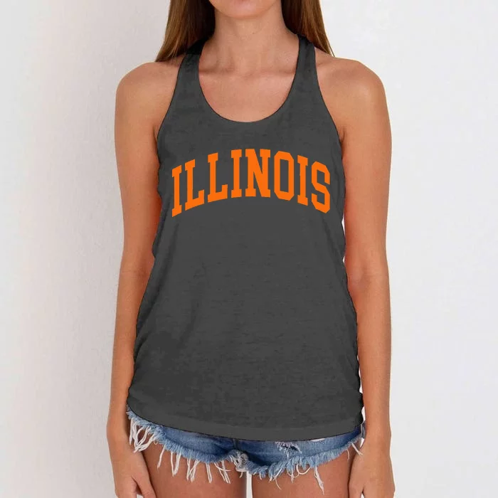 Illinois Il Throwback Design Classic Women's Knotted Racerback Tank