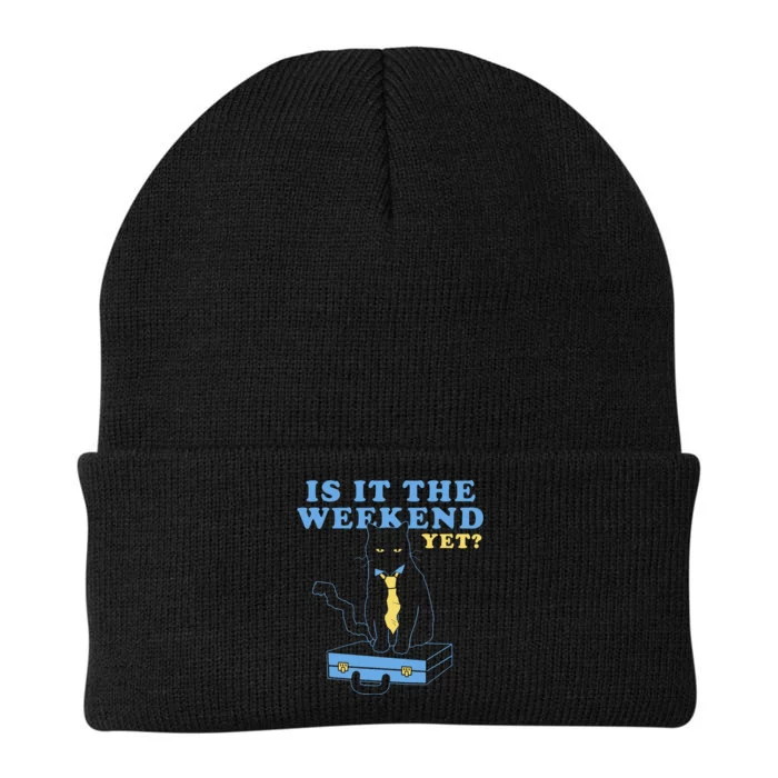 Is It The Weekend Yet Funny Cat Knit Cap Winter Beanie