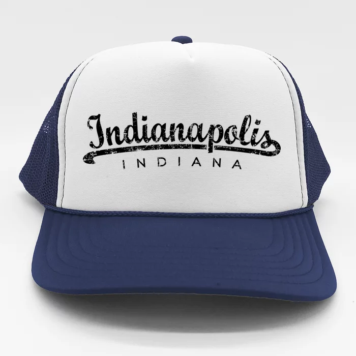 Indianapolis Indiana (Vintage Black) Indianapolis Gift Trucker Hat