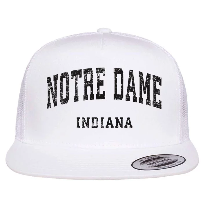 Indiana In Vintage Athletic Sports Design Flat Bill Trucker Hat