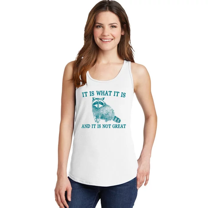 It Is What It Is And It Is Not Great Raccoon Ladies Essential Tank