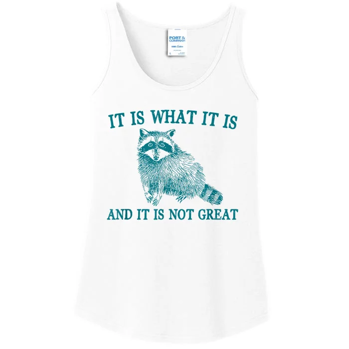 It Is What It Is And It Is Not Great Raccoon Ladies Essential Tank