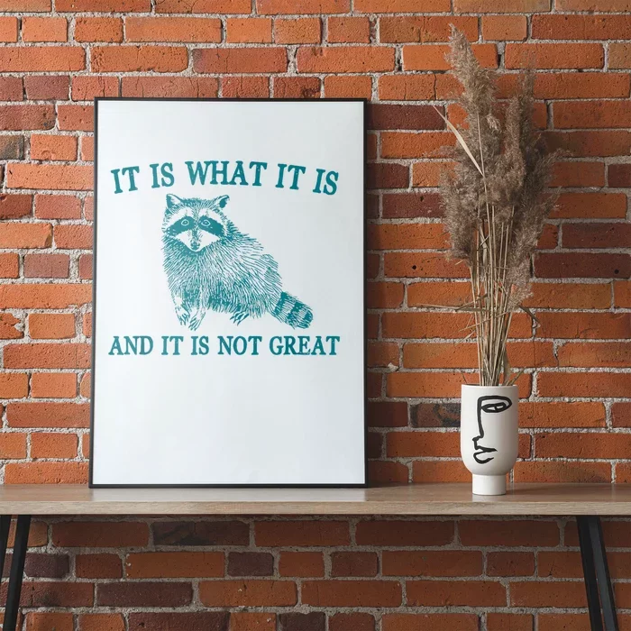 It Is What It Is And It Is Not Great Raccoon Poster