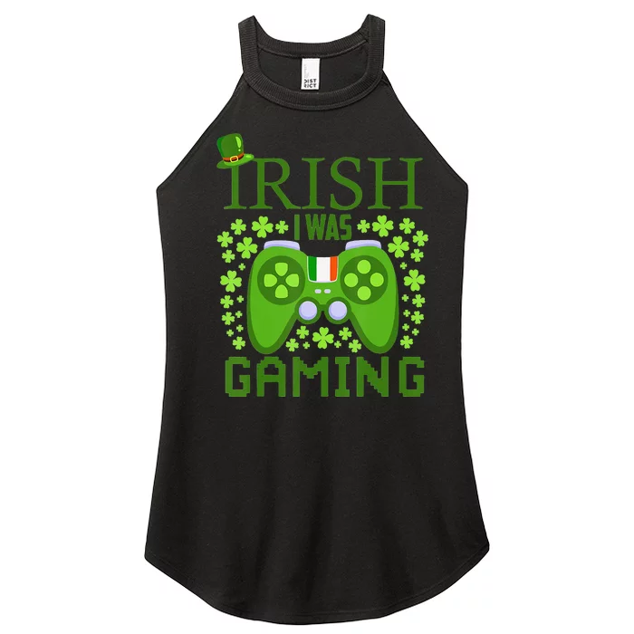 Irish I Was Gaming Video Gamer Top Hat St Patrick's Day Women’s Perfect Tri Rocker Tank