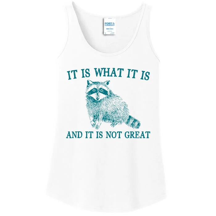 It Is What It Is And It Is Not Great Funny Raccoon Ladies Essential Tank