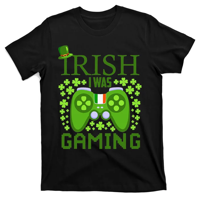 Irish I Was Gaming Video Gamer Top Hat St Patrick's Day T-Shirt