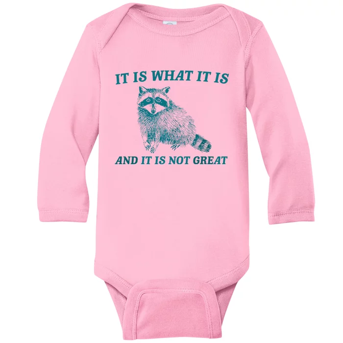 It Is What It Is And It Is Not Great Raccoon Trash Panda Baby Long Sleeve Bodysuit