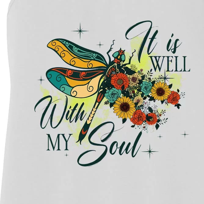 It is Well with My Soul Dragonfly Flowers Wo Summer Women's Racerback Tank