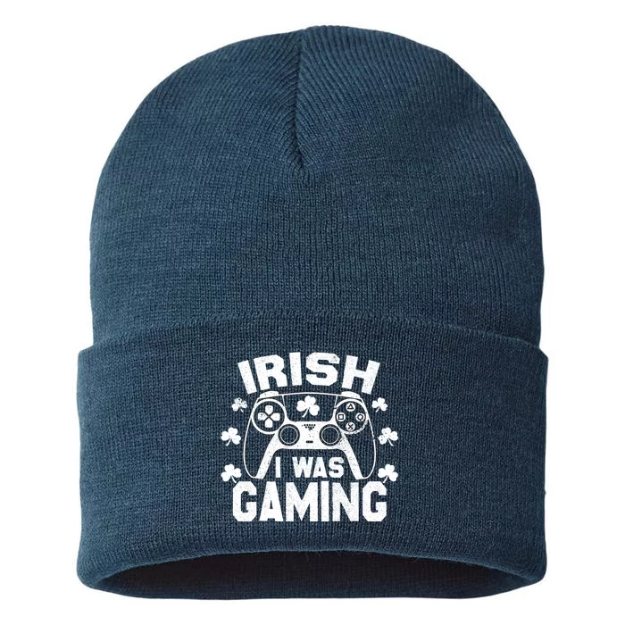 Irish I Was Gaming Funny St Patricks Day Gamer Sustainable Knit Beanie