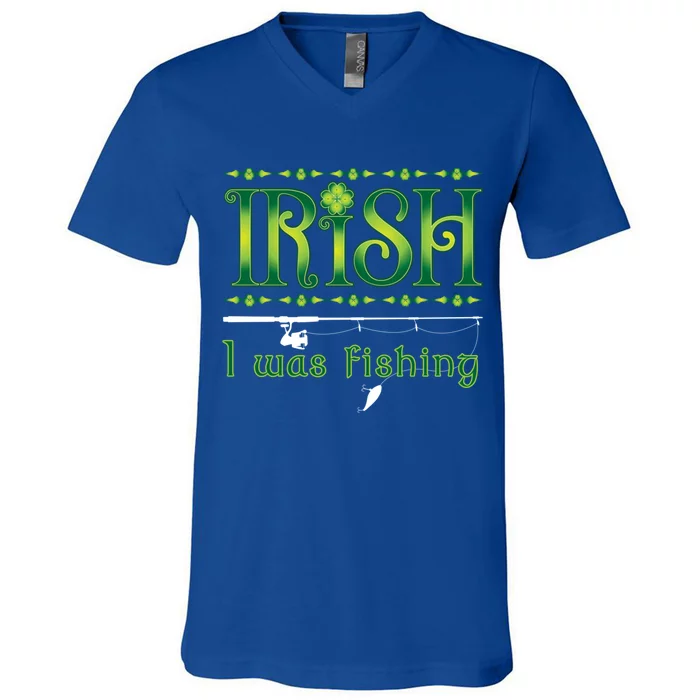 Irish I Was Fishing Shamrock Cool Gift V-Neck T-Shirt