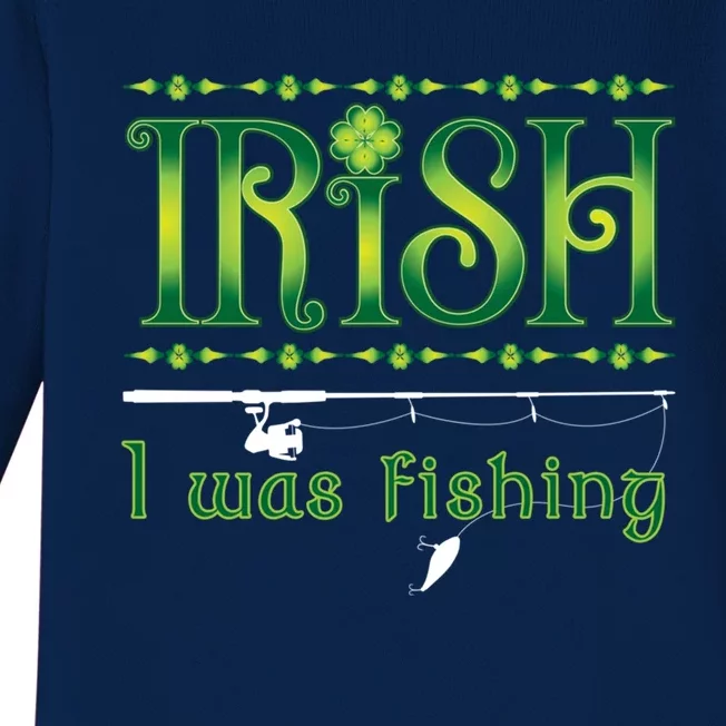 Irish I Was Fishing Shamrock Cool Gift Baby Long Sleeve Bodysuit