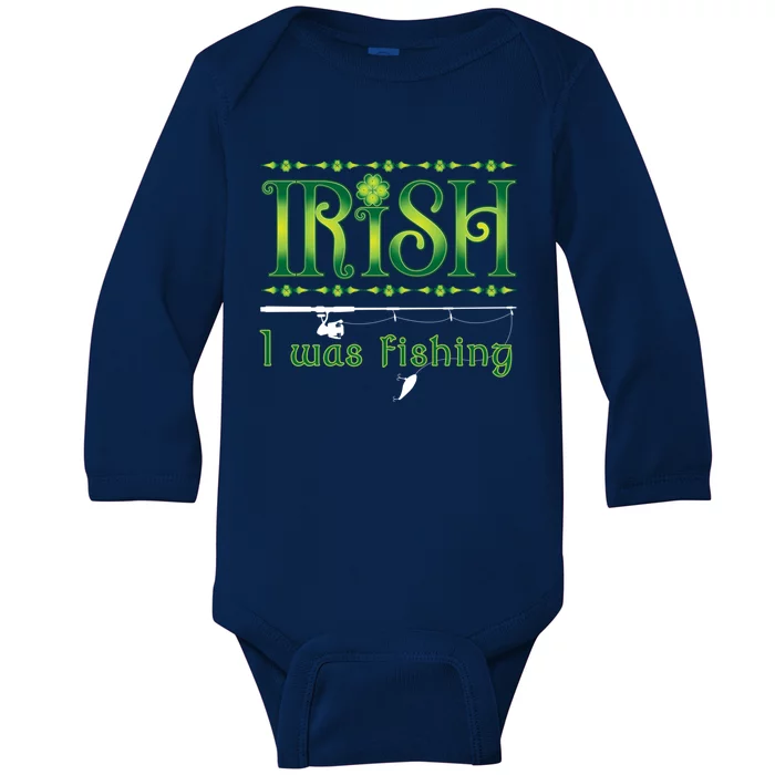 Irish I Was Fishing Shamrock Cool Gift Baby Long Sleeve Bodysuit