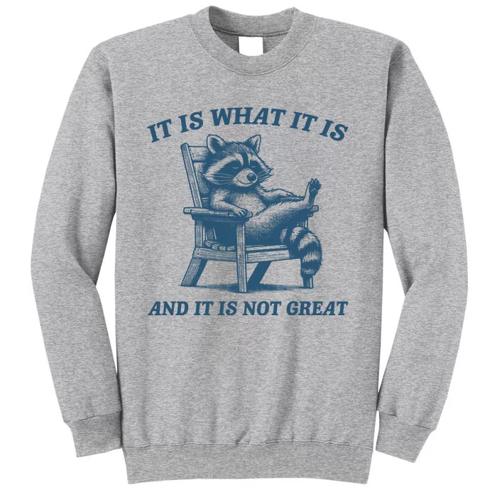 It Is What It Is And It Is Not Great Racoon Meme Tall Sweatshirt