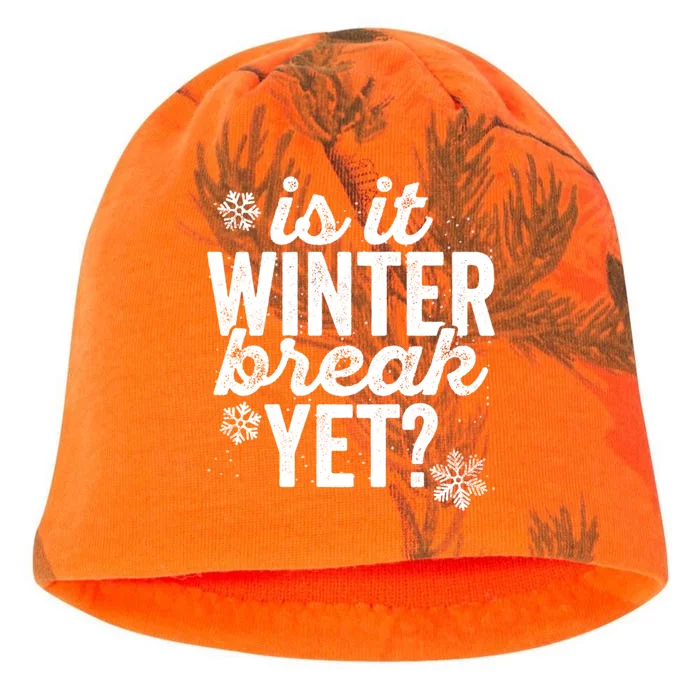 Is It Winter Break Yet Gift For Teacher Christmas Vacation Kati - Camo Knit Beanie