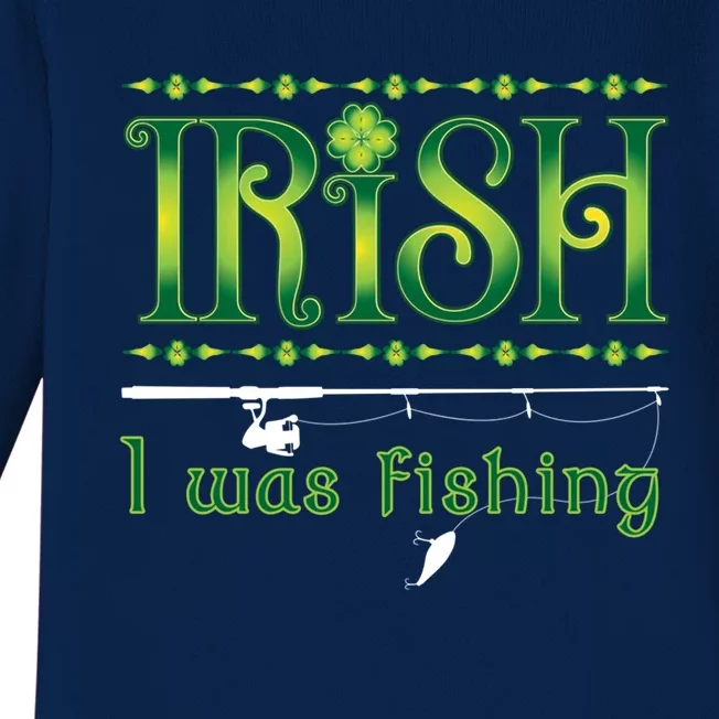 Irish I Was Fishing Shamrock Gift Baby Long Sleeve Bodysuit