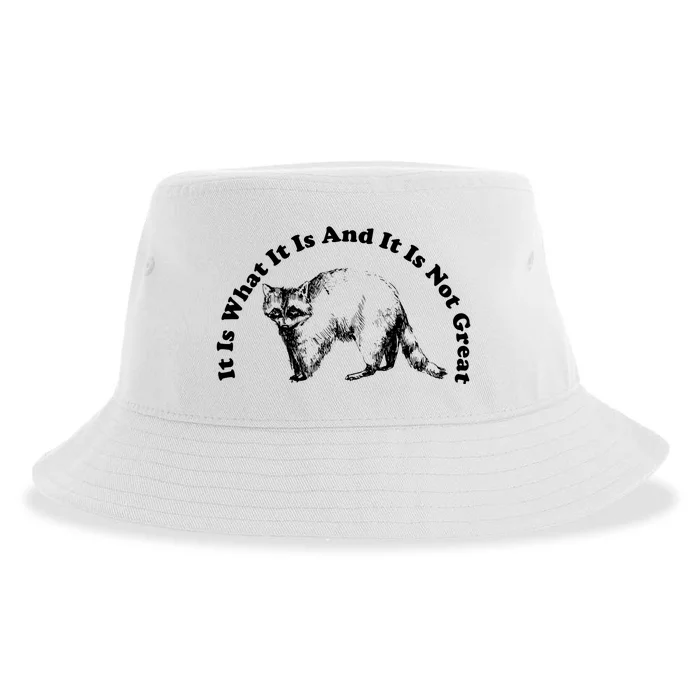 It Is What It Is And It Is Not Great Funny Raccoon Sustainable Bucket Hat