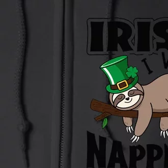 Irish I Was Napping Funny St. Patrick's Day Sloth Lover Full Zip Hoodie