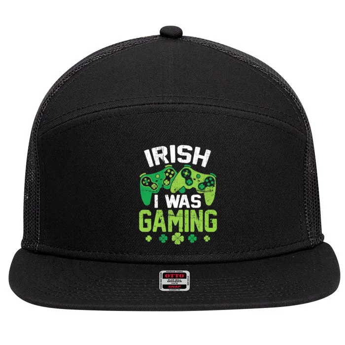 Irish I Was Gaming Funny St Patricks Day Gamer Boys Gift 7 Panel Mesh Trucker Snapback Hat