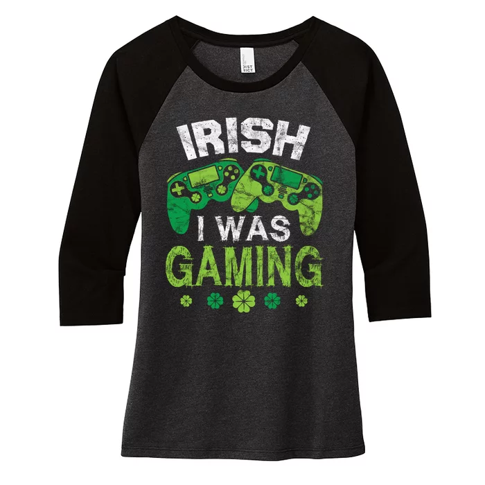 Irish I Was Gaming Funny St Patricks Day Women's Tri-Blend 3/4-Sleeve Raglan Shirt