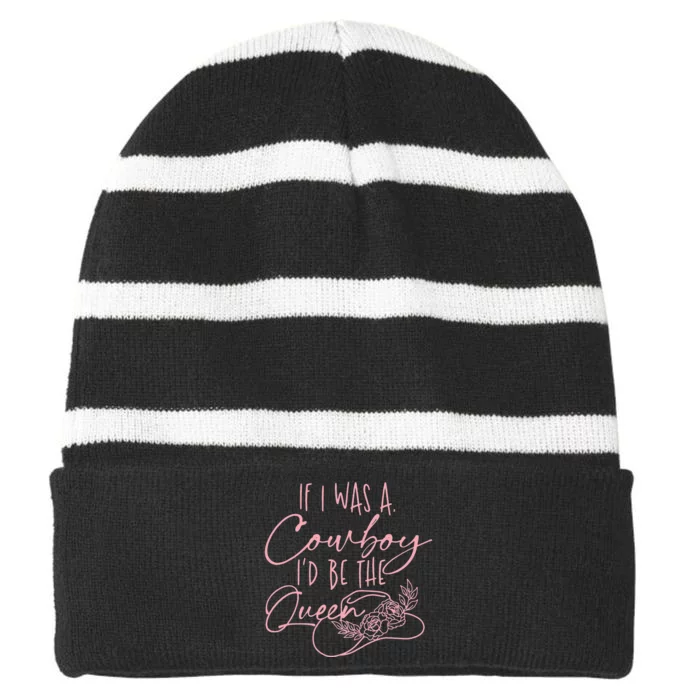 If I was a cow I'd be the queen Striped Beanie with Solid Band