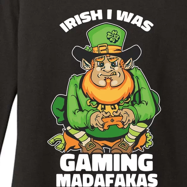 Irish I Was Gaming Leprechaun Funny St Patricks Day Gamer Premium Womens CVC Long Sleeve Shirt