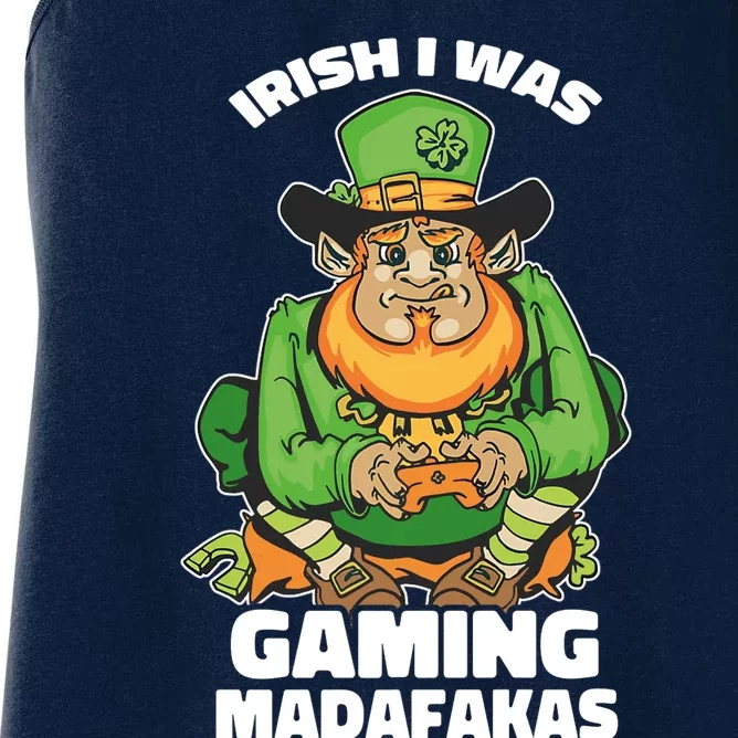 Irish I Was Gaming Leprechaun Funny St Patricks Day Gamer Premium Women's Racerback Tank