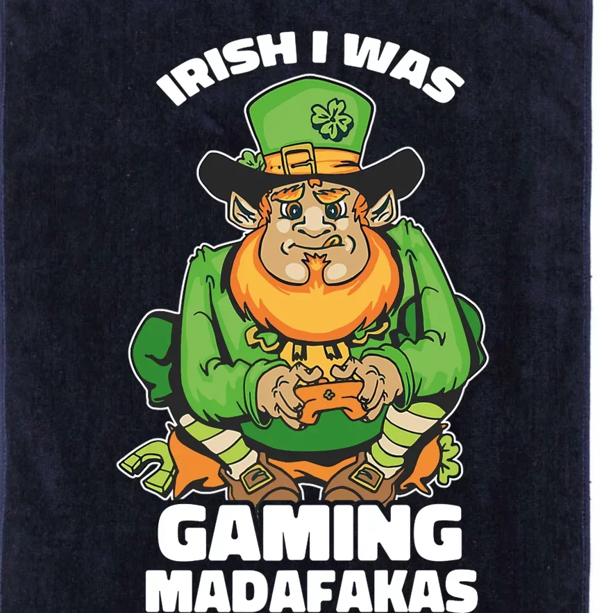 Irish I Was Gaming Leprechaun Funny St Patricks Day Gamer Premium Platinum Collection Golf Towel