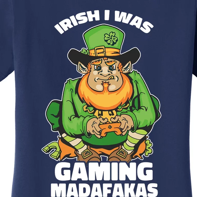 Irish I Was Gaming Leprechaun Funny St Patricks Day Gamer Premium Women's T-Shirt