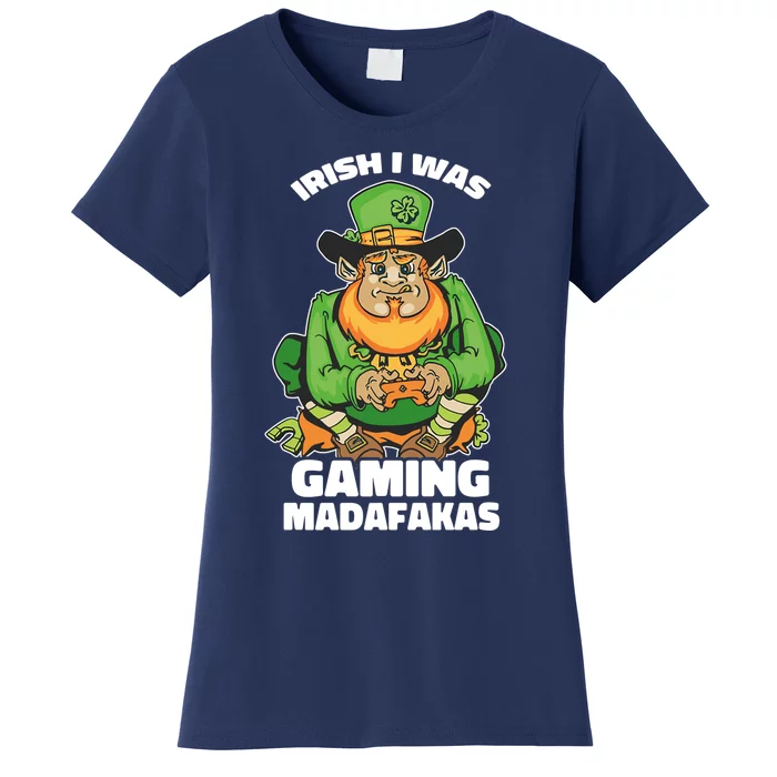 Irish I Was Gaming Leprechaun Funny St Patricks Day Gamer Premium Women's T-Shirt