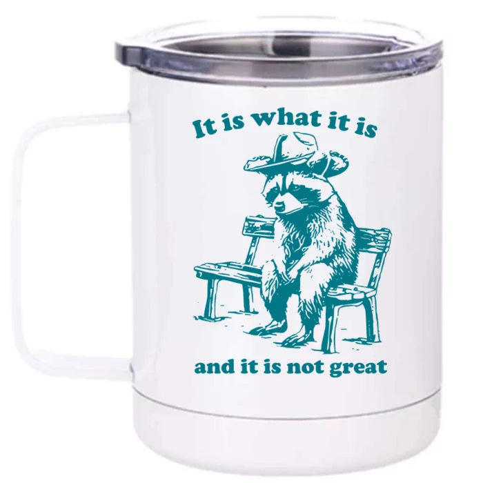 It Is What It Is And It Is Not Great Funny Raccoon Sarcastic Front & Back 12oz Stainless Steel Tumbler Cup