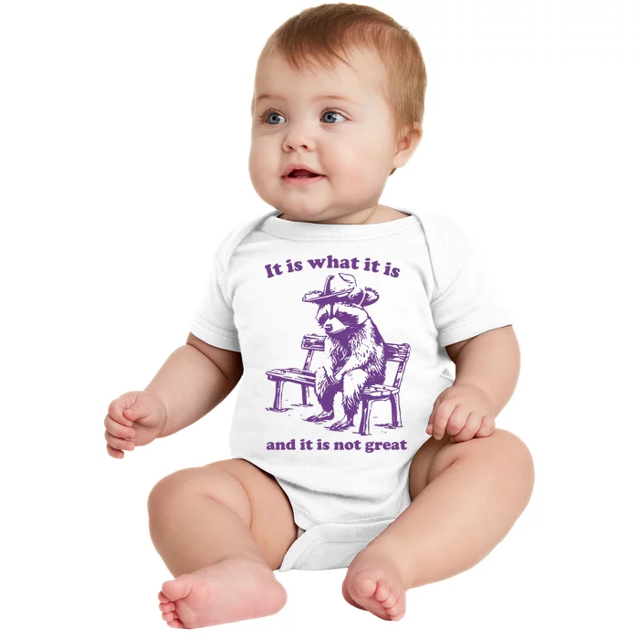 It Is What It Is And It Is Not Great Funny Raccoon Sarcastic Baby Bodysuit