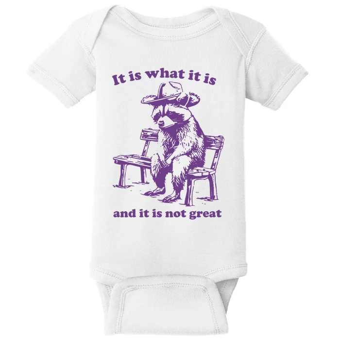 It Is What It Is And It Is Not Great Funny Raccoon Sarcastic Baby Bodysuit