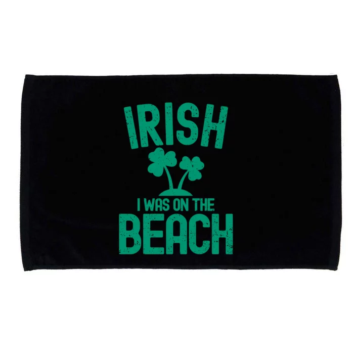 Irish I Was On The Beach St Patrick's Day Shamrock Palm Tree Gift Microfiber Hand Towel