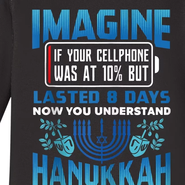 Imagine If Your Cellphone Was At 10% Chanukah Hanukkah Gift Baby Long Sleeve Bodysuit