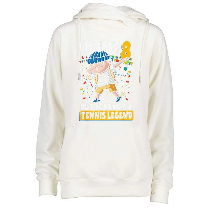 Im Just 8 But Already A Tennis Legend 8th Birthday Womens Funnel Neck Pullover Hood