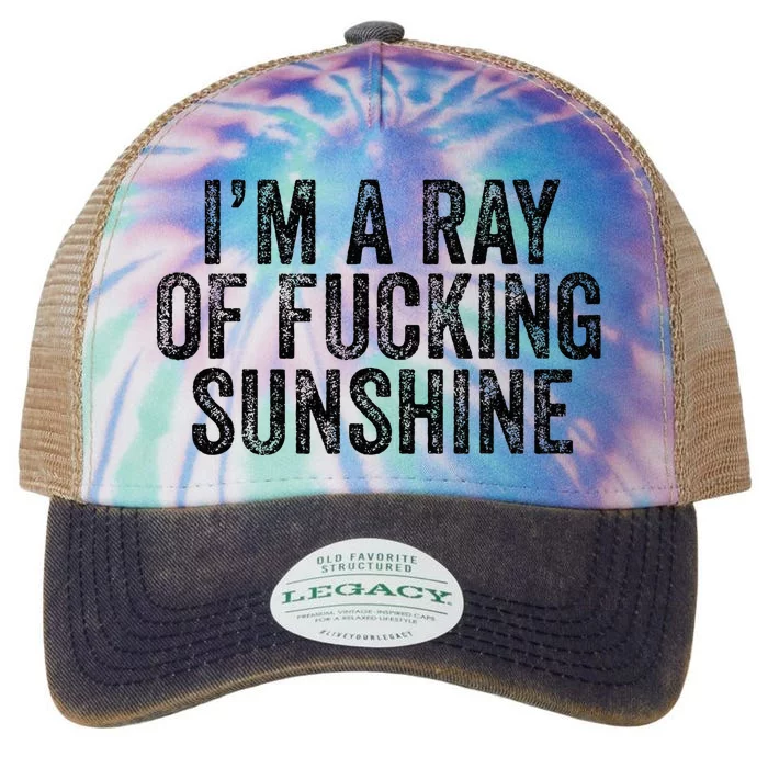 IM Just A Ray Of Fucking Sunshine Funny Sarcastic Vintage Legacy Tie Dye Trucker Hat