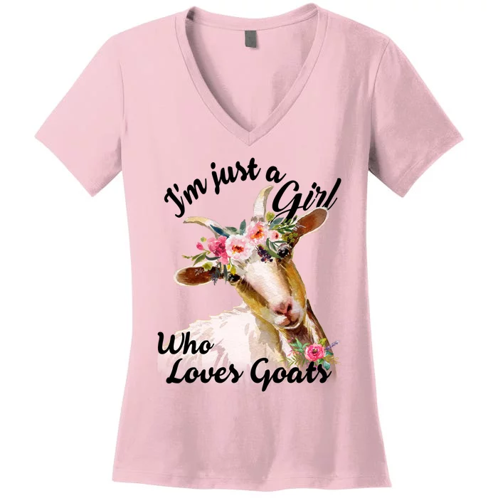 I'm Just A Girl Who Loves Goats Gift Goat Lover Women's V-Neck T-Shirt