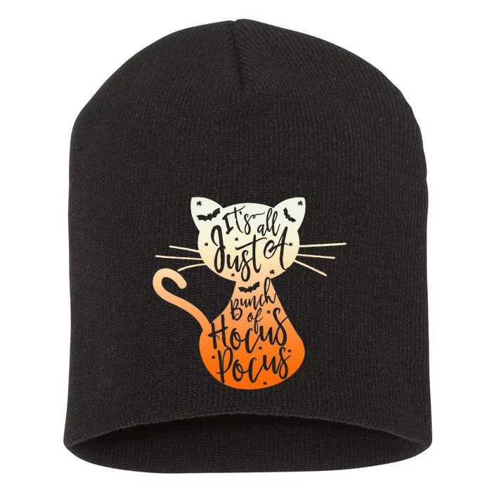 Its Just A Bunch Of H.ocus Pocus Halloween Cat Lover Short Acrylic Beanie