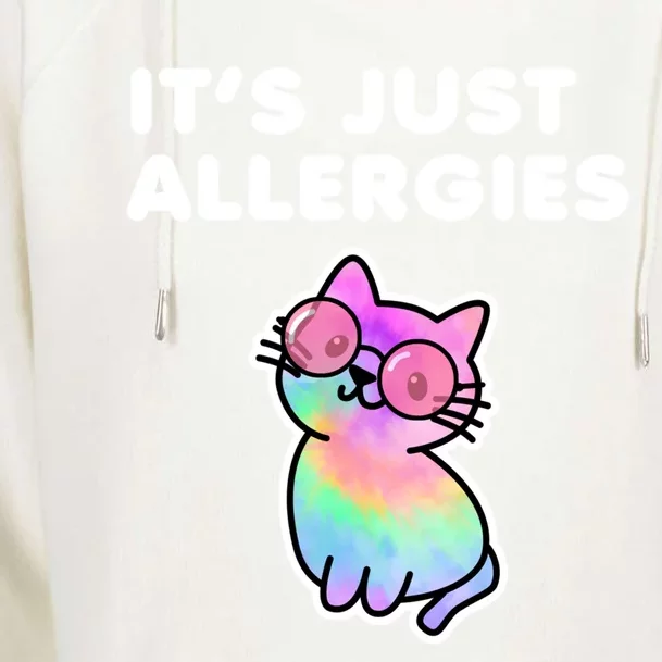 It's Just Allergies Funny Sarcastic Kawaii Cat Tie Dye Cool Gift Womens Funnel Neck Pullover Hood