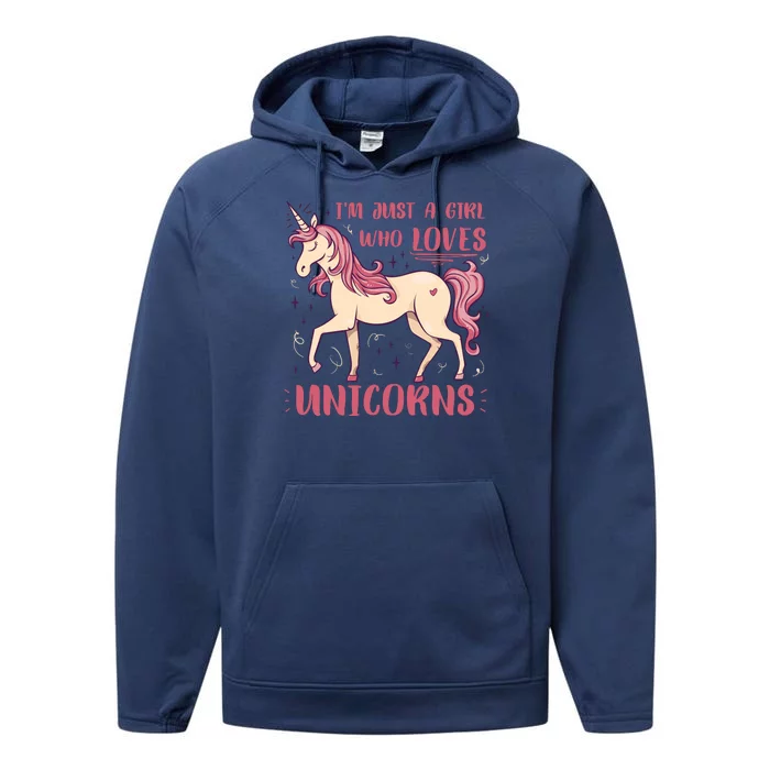 I'm Just A Girl Who Loves Unicorns Performance Fleece Hoodie