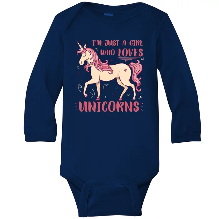 I'm Just A Girl Who Loves Unicorns Baby Long Sleeve Bodysuit