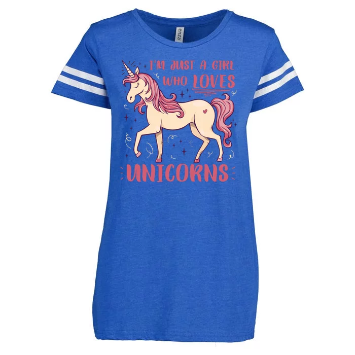 I'm Just A Girl Who Loves Unicorns Enza Ladies Jersey Football T-Shirt