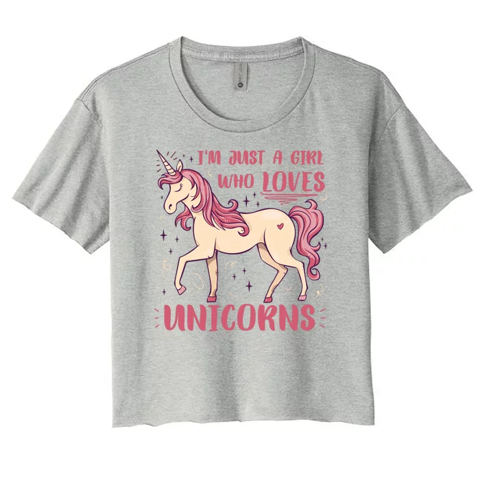 I'm Just A Girl Who Loves Unicorns Women's Crop Top Tee