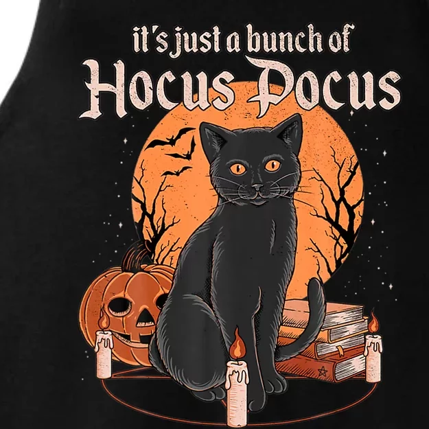 It's Just A Bunch Of Hocus Pocus Black Cat Halloween Ladies Tri-Blend Wicking Tank